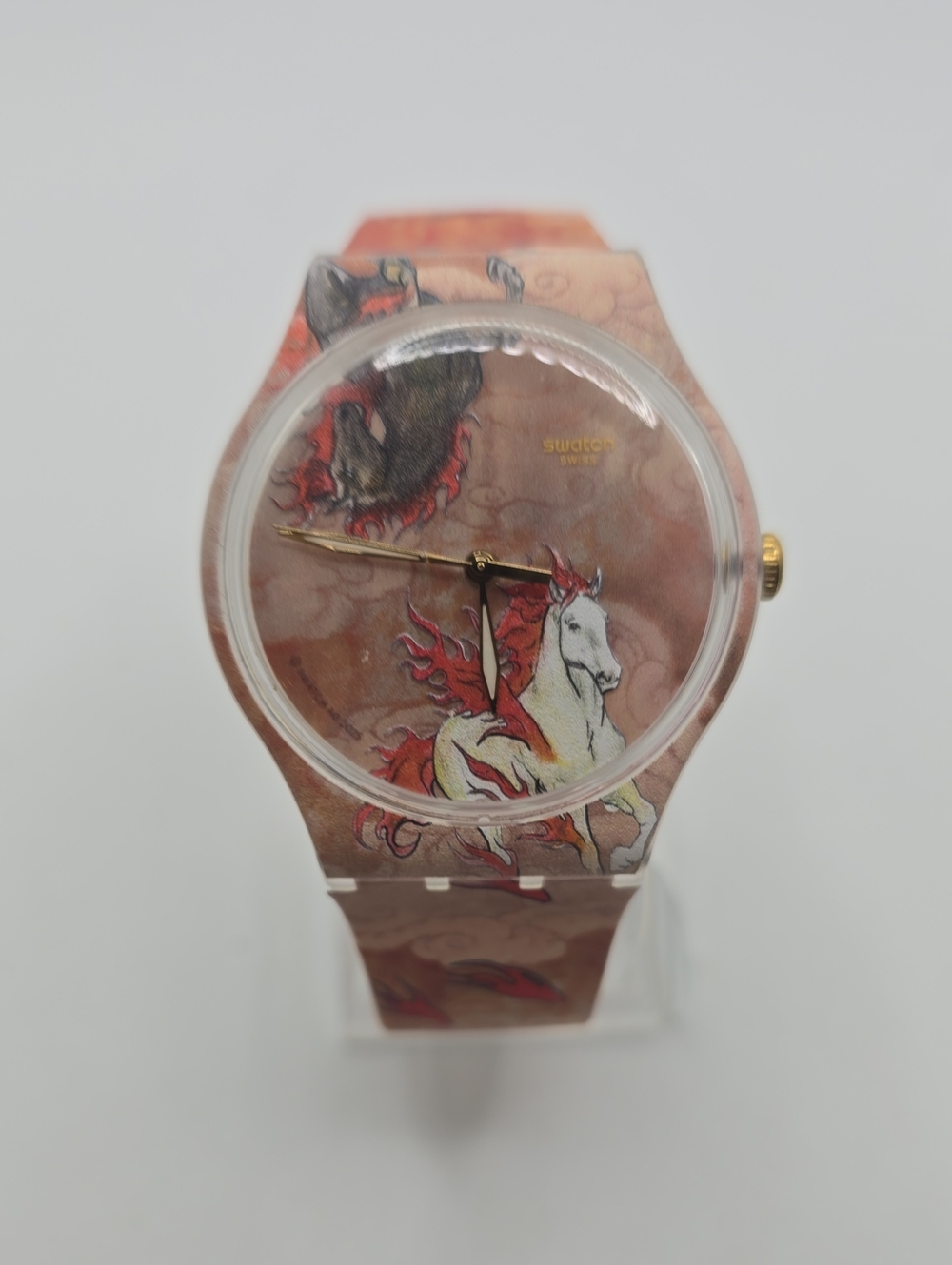 Swatch Riding The Clouds Brown and Red Horse Motif Art Watch Print